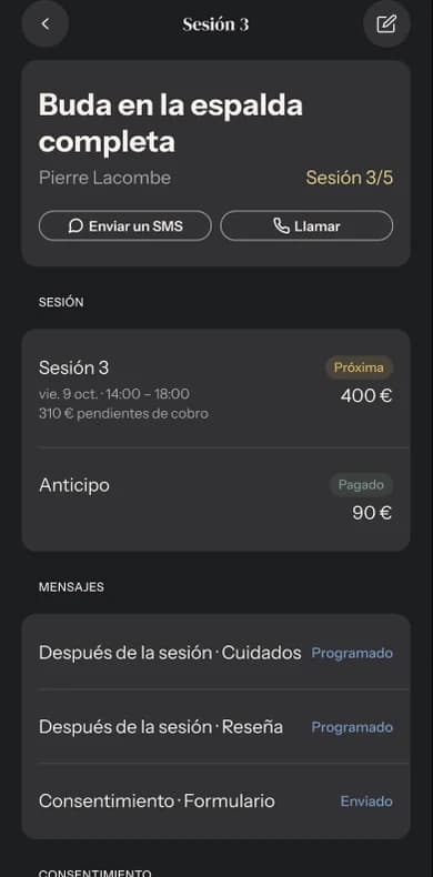 Pantalla de la app: Consentimientos firmados