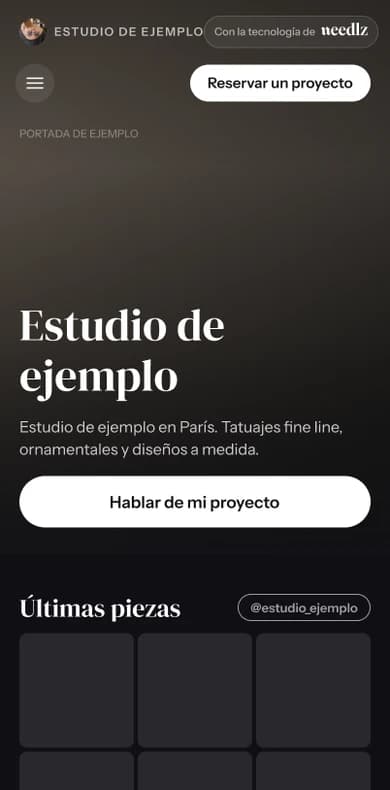 Pantalla de la app: Tu mini-sitio