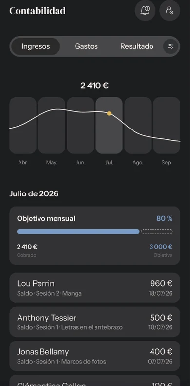 Pantalla de la app: Tus cuentas, al día